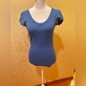 Women's Blue Scoop Neck Top